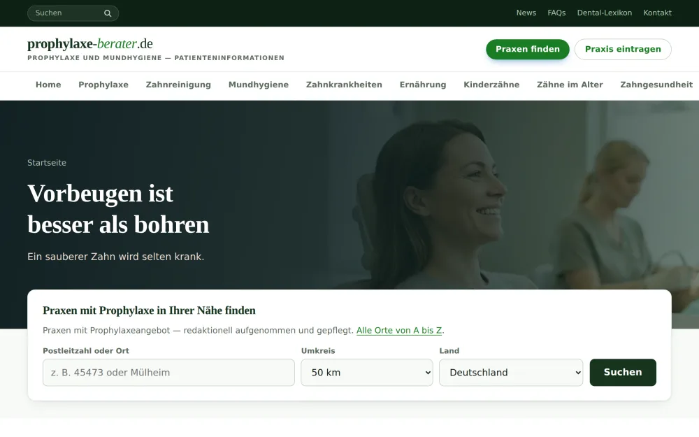 Startseite von prophylaxe-berater.de