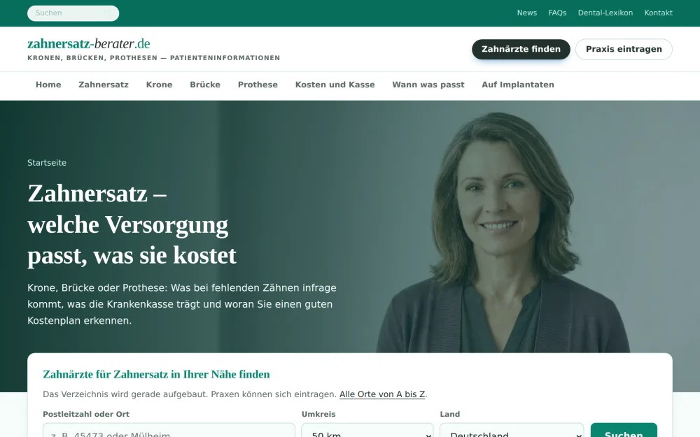 Startseite von zahnersatz-berater.de